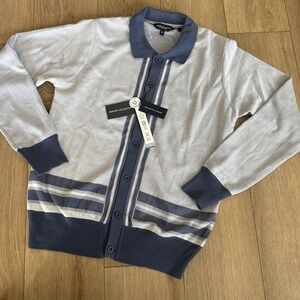 NWT Report Collection M Sweater Knit Cashmere Touch Blue Button Cardigan Shirt